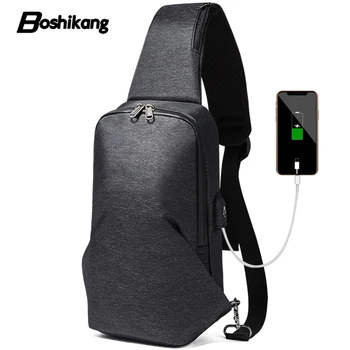 

Boshikang 2019 Luxury Brand Chest Bag USB Messenger Crossbody Bags for Men Nylon Shoulder Sling Bag Waterproof Summer male