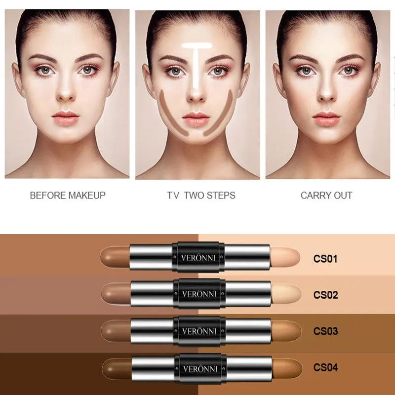 

Double-ended 2 in1 Contour Face Foundation Concealer Make Up Long Lasting Dark Circles Waterproof Contour Cushion Cosmetic