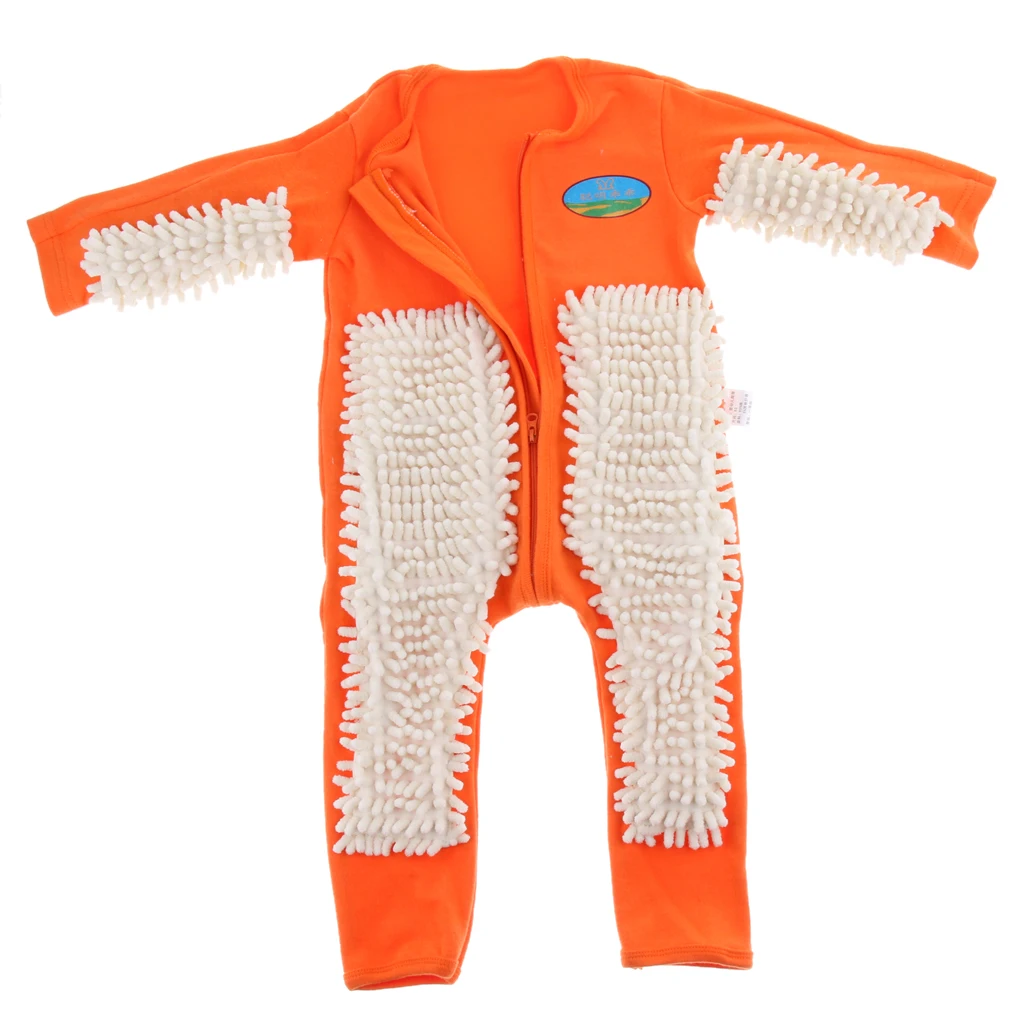 Baby Mop Romper For Boys Girls Clothes Long Sleeve Crawling Jumpsuit Infant Cleaning Mop Suit