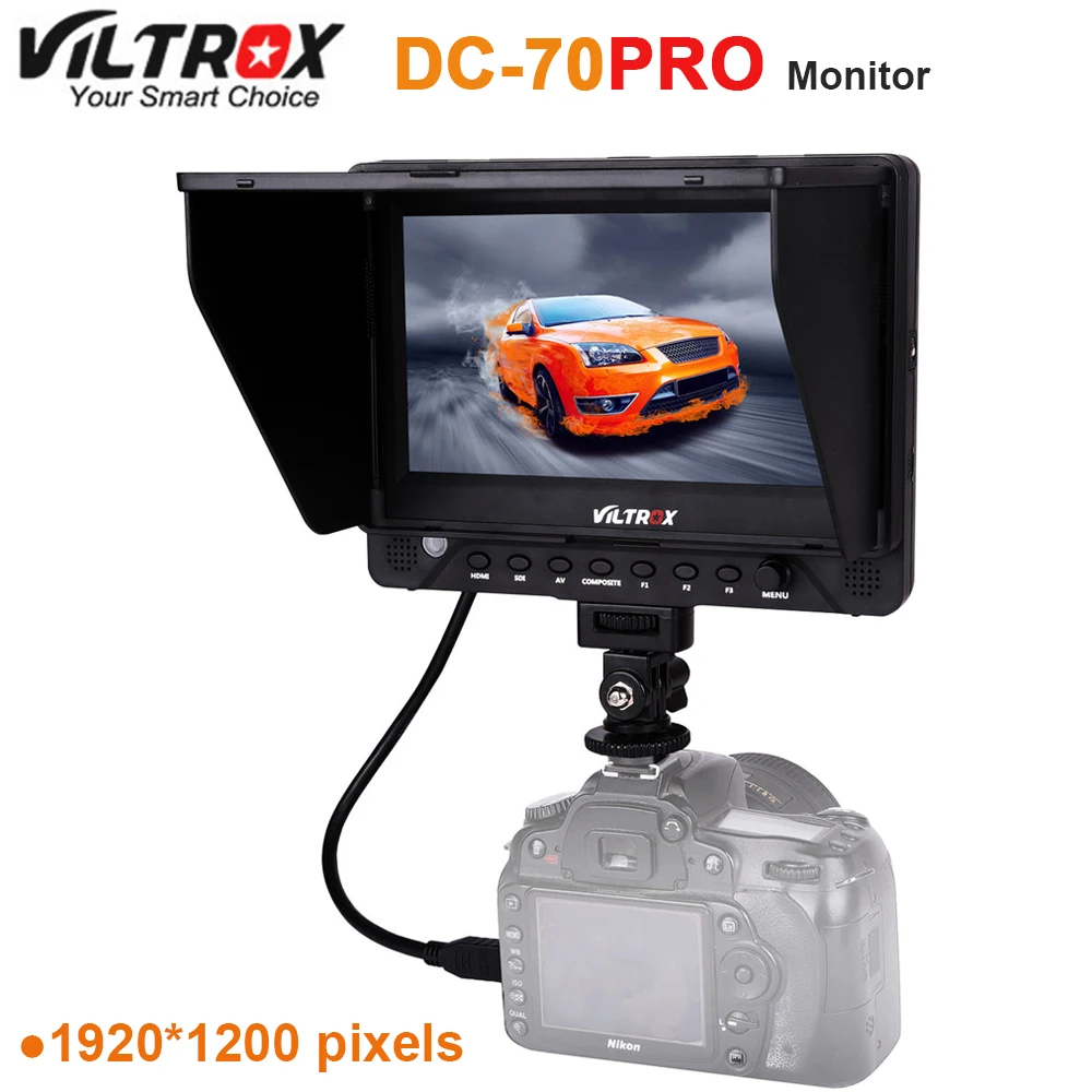 Viltrox DC-70PRO 4K 7'' Camera Video Monitor Display IPS HD SDI/HDMI/AV 1920x1200 Pixels for Canon Nikon Sony DSLR BMPCC Viltrox DC-70PRO 4K 7'' Camera Video Monitor Display IPS HD SDI/HDMI/AV 1920x1200 Pixels for Canon Nikon Sony DSLR BMPCC