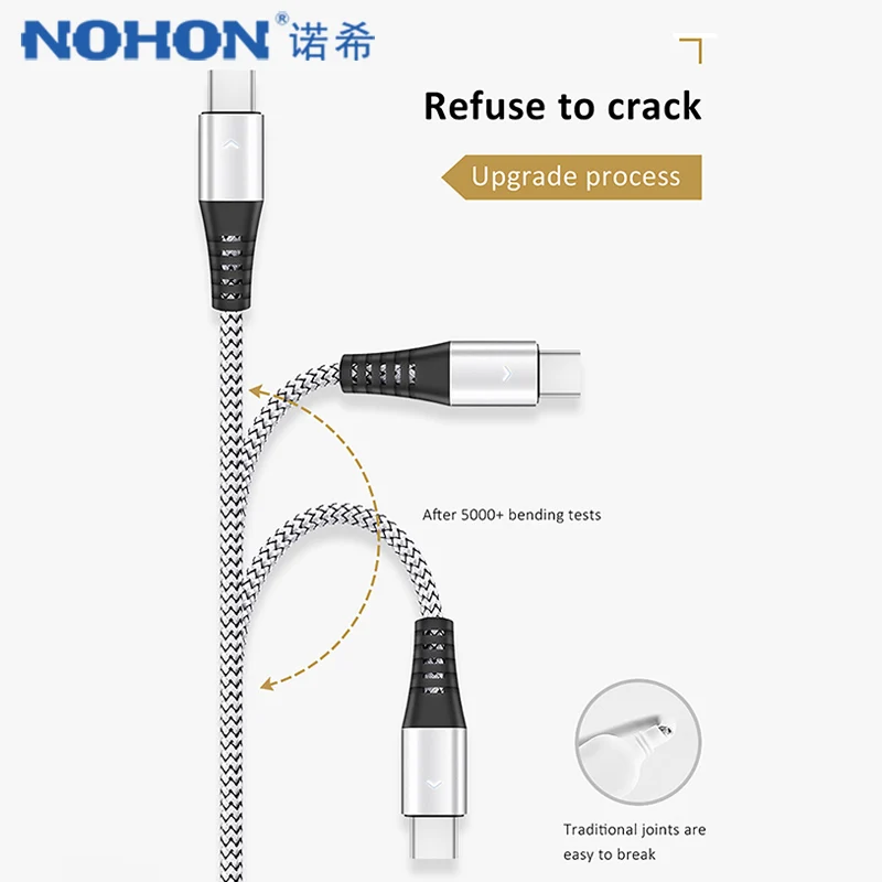 Кабель зарядный NOHON USB Type C для SamSung Gaxaly S8 S9 Plus 0 3 А 1 2 м|Кабели мобильных телефонов| |
