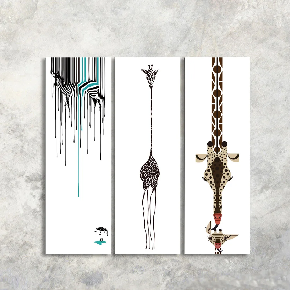 3 pieces high-definition print Giraffe and zebra painting canvas poster and wall art living room picture CJLBM-001 (3)