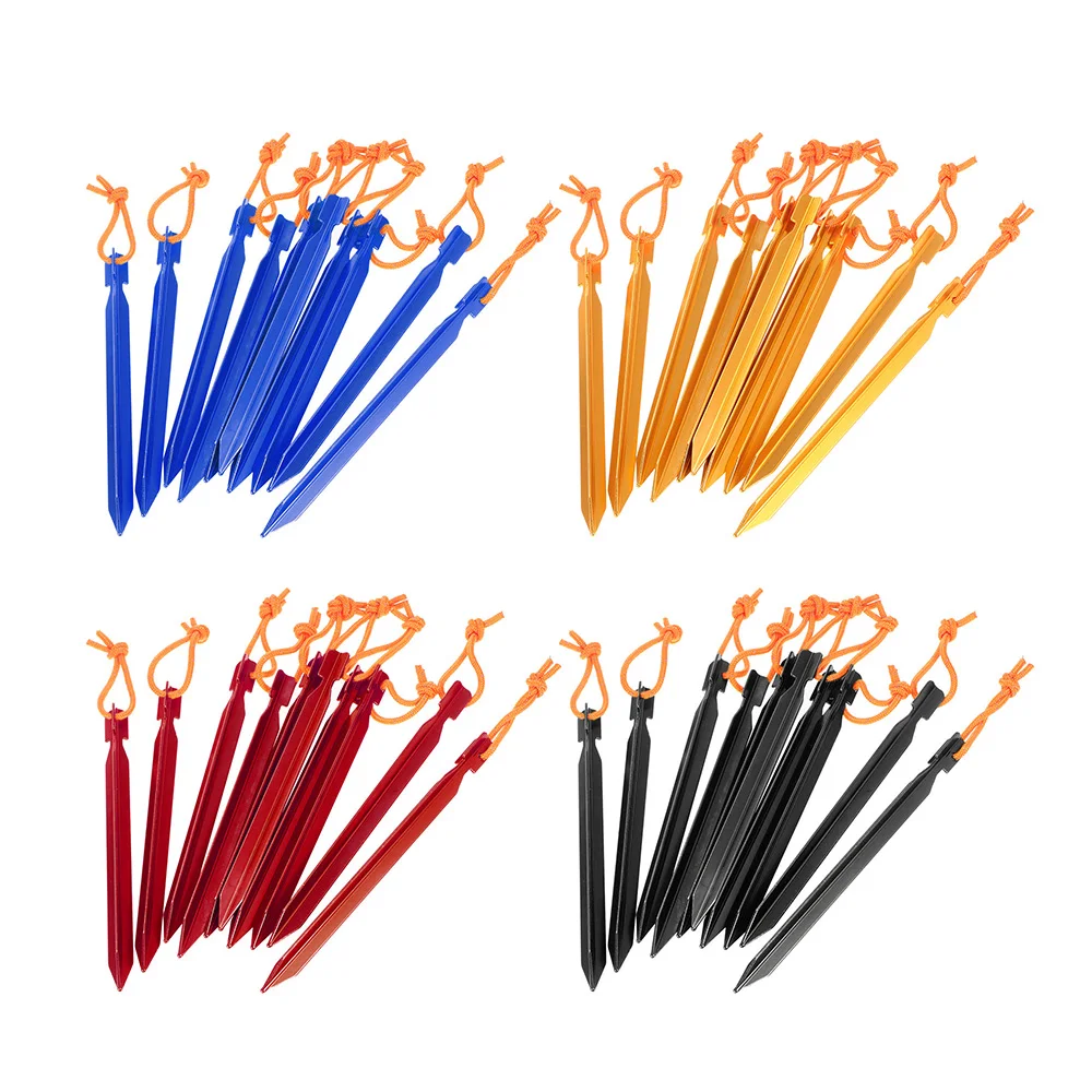 

TOMSHOO 10pcs 18CM/7" V-shape Tent Peg Camping Tent Stake with Reflective Rope Outdoor Traveling Tent Building Accessories
