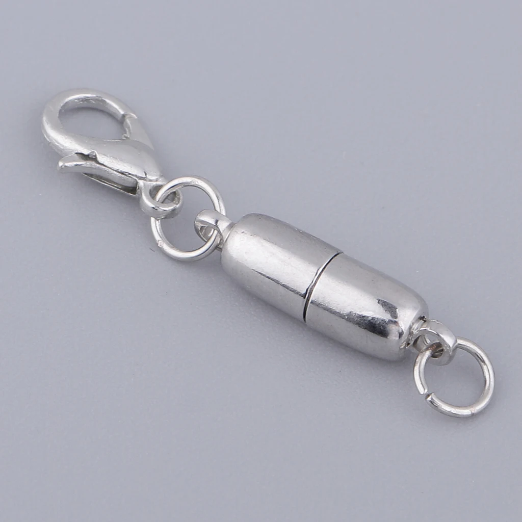

5pcs Copper Barrel Shape Magnetic Clasp Jewelry Connector With Lobster Clasp