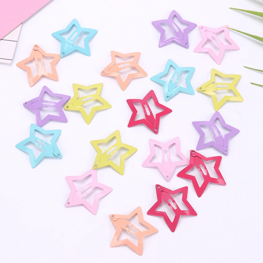 

5PCS Fashion Candy Color Children Snap Hair Clips Girls Cute Star shape Hairpin Hair Styling Supplies