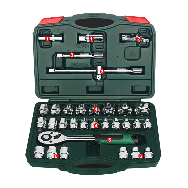 

32pcs/set Tool Combination Torque Wrench Car Repair Tool Set Multifunctional Ratchet Socket Spanner Mechanics Tool Kits