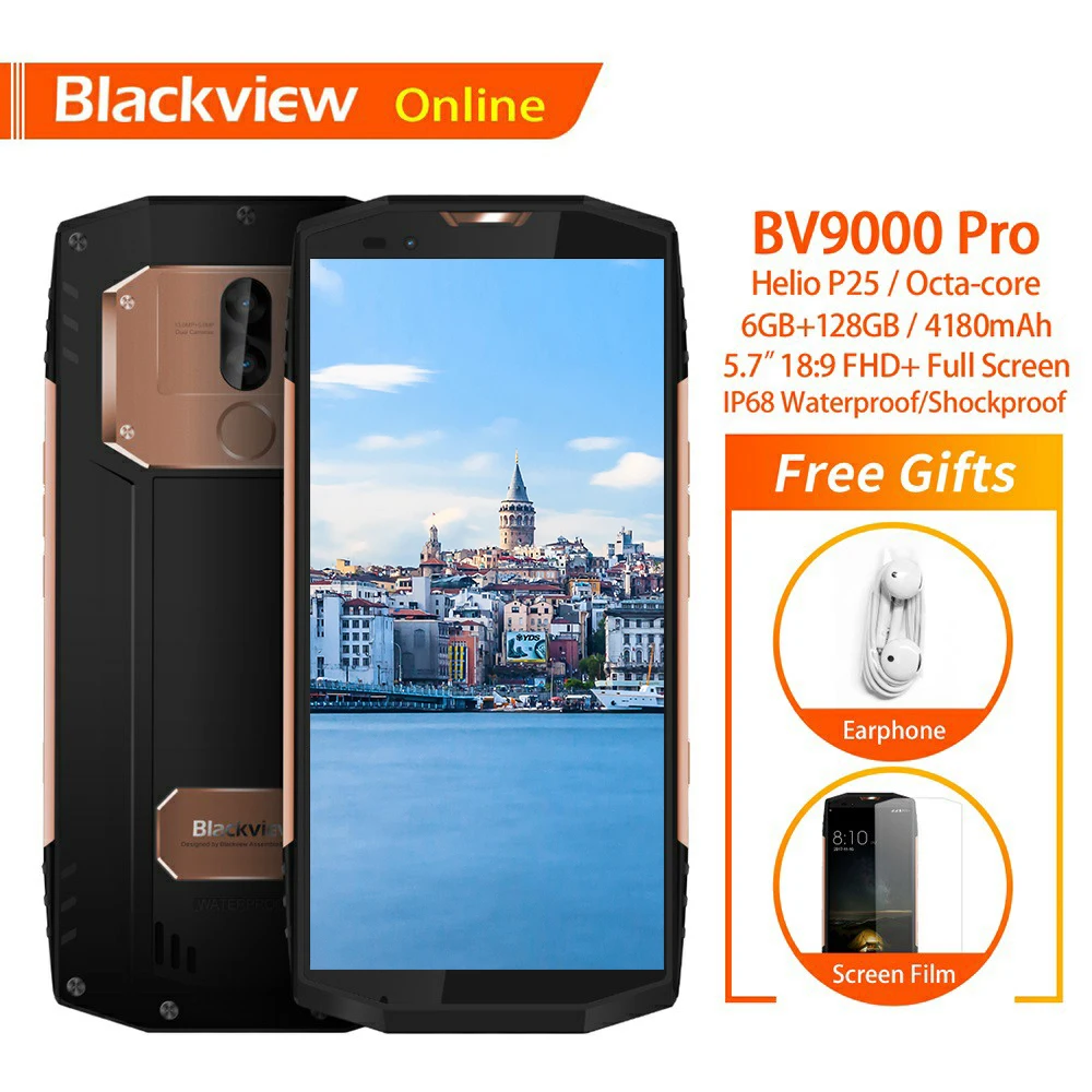 Blackview BV9000 Pro Оригинал 5,7 "IP68 Водонепроницаемый прочный смартфон 6 ГБ + 128 GB Helio P25 Восьмиядерный Dual SIM 4180 mAh телефона