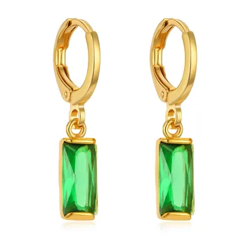

1PC Women Elegant Colorful Zircon Pendant Hoop Earrings Charm Jewelry Glitter Gold Color Earrings Brincos Pendientes E463-1