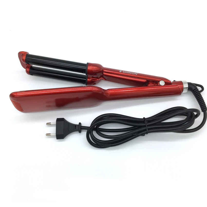 Estilor do Cabelo Modelador de Cabelo Rolo de Cerâmica Waver com Display Ferramenta de Beleza Vacilar Triplo Barrel Cabelo Curling Iron Hair Styling 3 Lcd 6 3 vacilar Styler Do Cabelo modelador de