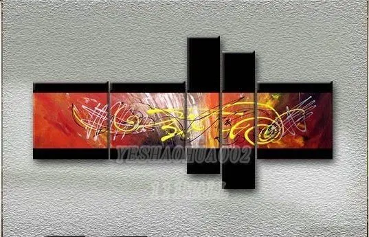 Free shipping 5pcs/set abstract wall art paintings canvas hand painted POP Modern home decor oil painting wholesale C187 | Дом и сад