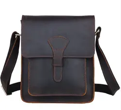 Мужская сумка через плечо из натуральной кожи темно-коричневая винтажная стильная сумка для iPad crazy horse кожаная маленькая сумка 1112