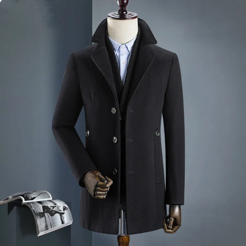 Осенне-зимний мужской шерстяной Тренч брендовый мужской толстый ветровка со съемной подкладкой, мужская куртка, полный размер M-3XL
