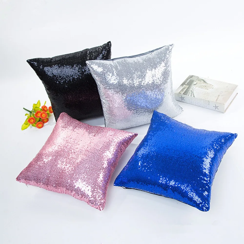 Solid Color Sequined Fabric Pillow Case Sexy Shining Single-sided Sequins Cover Cushion Set Bar Club Bedroom Home Textile | Дом и сад