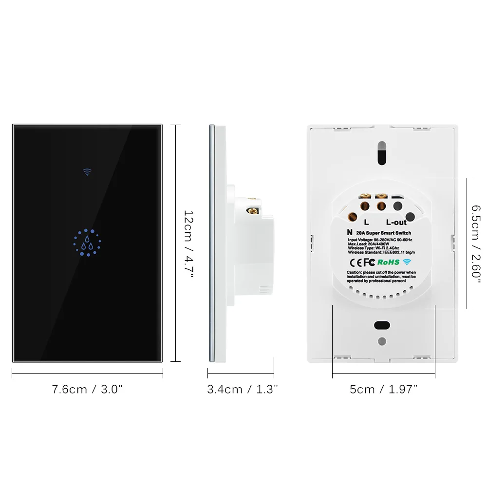 90 V-250 V 20A Высокая мощность Wifi водонагреватель переключатель умный дом гаджеты беспроводной релейный приемник приложение управление с сенсорным пультом дистанционного управления