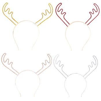 

4 Pcs Women Girls Alloy Deer Horn Antler Headband Christmas Gift Party Headband (Silver, Gold, Red and Rose Gold)