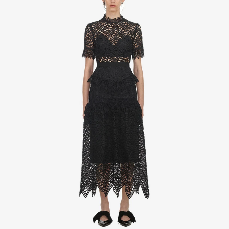 self portrait triangle lace dress