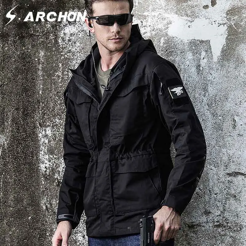 S.ARCHON M65 Autumn Winter Military Field Jackets Men Hooded Waterproof Windproof Tactical Pilot Ja