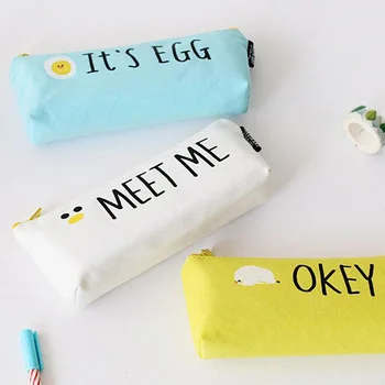 R59 Kawaii Cute 2017 Little Chick Egg Canvas Pen Bag Pencil Holder Storage Case School Supply Birthday Gift Cosmetic Makeup