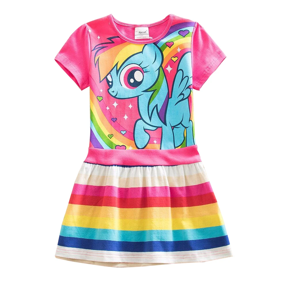 New Summer Little Pony Wear Children Girls Christmas Rainbow Dash Costume Casual Dress Baby Girl Home 7Year | Детская одежда и