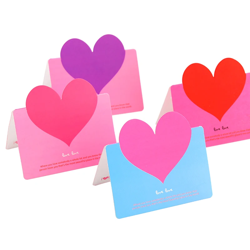 50pcs/lot Creative mini love small envelope birthday wedding celebration color Heart greeting cards letter message blank Inner