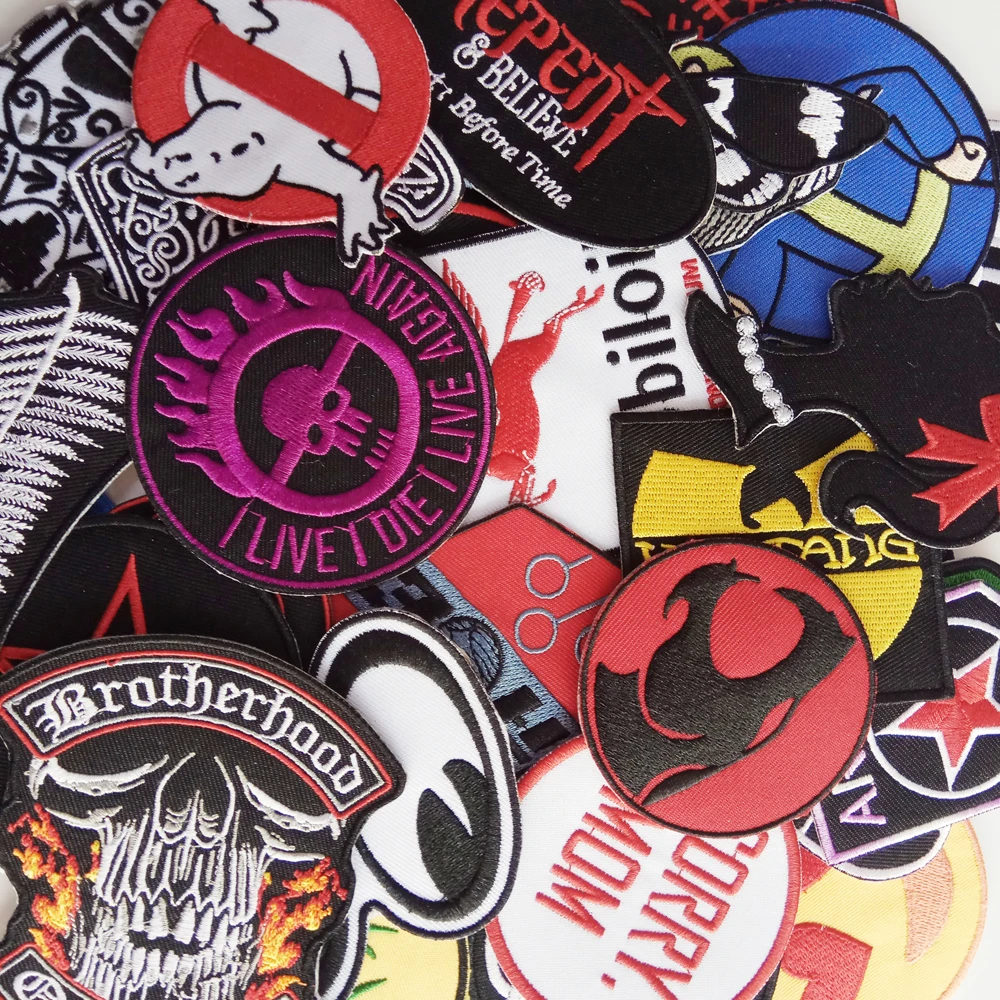 

free shipping 24 pcs mixed random patches badges for clothing iron embroidered patch applique iron sew on patch sewing accessori
