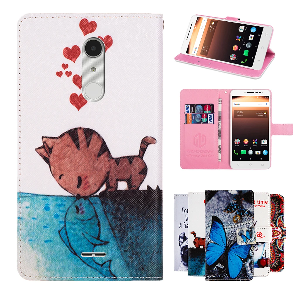 GUCOON الكرتون محفظة حالة ل الكاتيل A3 XL 9008D الأزياء بو الجلود غطاء جميل بارد الحالات الهاتف المحمول حقيبة