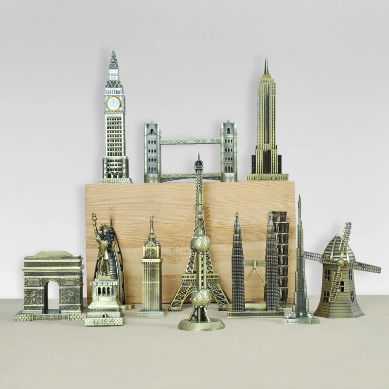 Металлические 3D всемирно известные архитектурные бронзовые ремесла модель здания домашний декор Эйфелева башня/Статуя Свободы/Эмпайр Стейт Билдинг