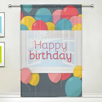 

Sheer Door Curtain Panels W55x L78 Inch/55xL84 Inch,Birthday Balloon,High Quality Polyester Window Curtains Voile Sheers 1 Panel