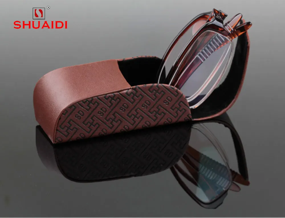 = SHUAI DI = ультра-светильник Tr90 очки для чтения для мужчин и женщин Нескользящие портативные складные коричневые очки с полуободком+ 0,5+ 0,75+ 1 до+ 6