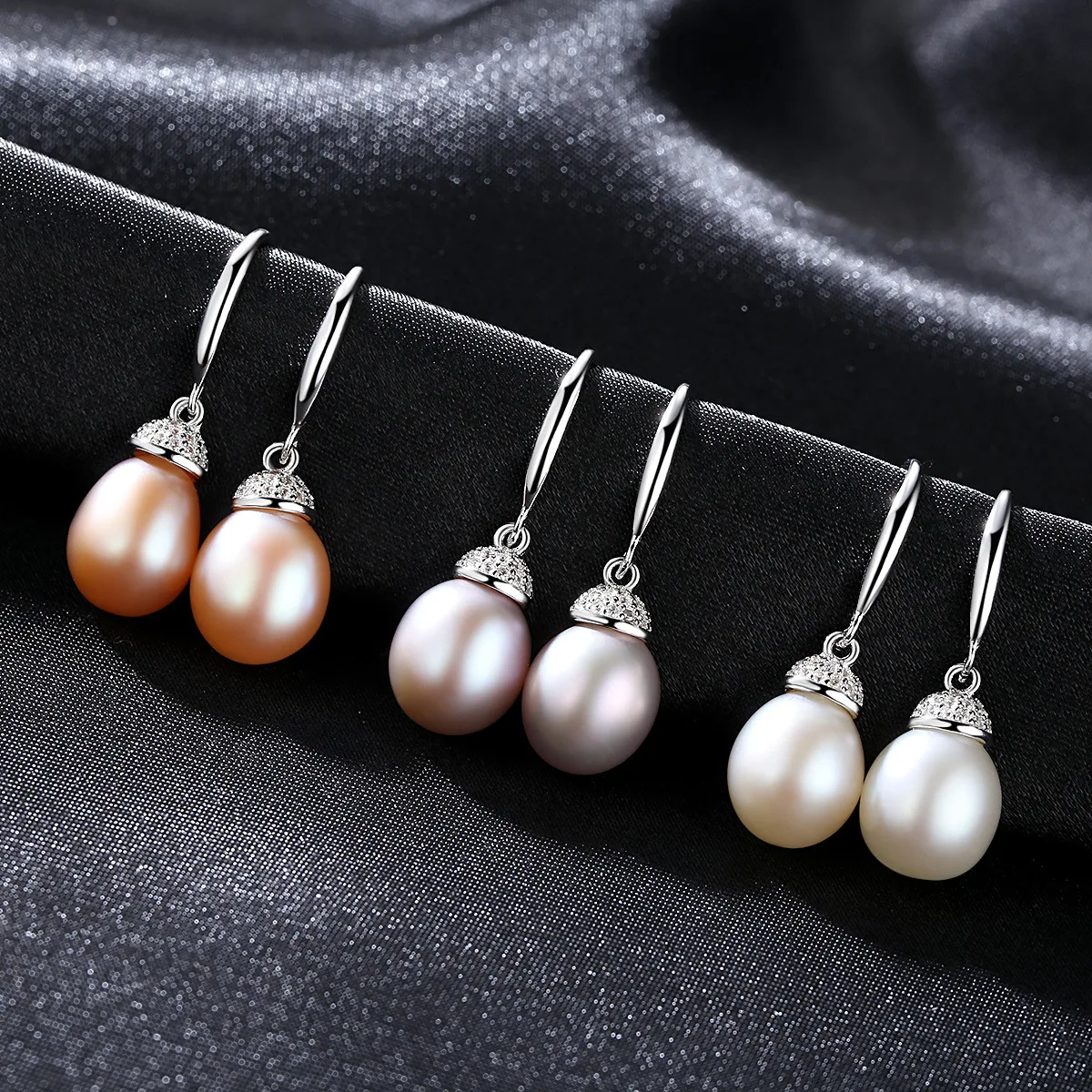 

YUEYIN Silver 925 Earrings 8-9mm 100% Real Pearl Dangle Earrings for Women Fashion Korean Earrings Wedding Party Gift Tribal