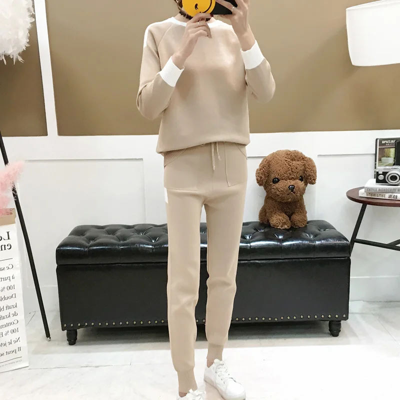 Women sweater suit and sets Casual Knitted Sweaters Pants 2PCS Track Suits tracksuit women Knitted Trousers+Jumper Tops Women sweater suit and sets Casual Knitted Sweaters Pants 2PCS Track Suits tracksuit women Knitted Trousers+Jumper Tops