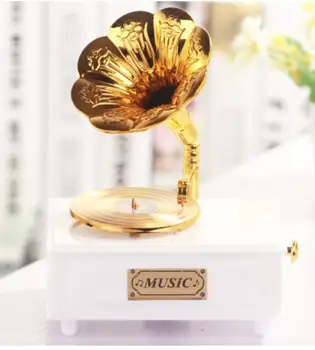 

Classical gold phonograph model octave with drawer music box living room decorative furnishings arts crafts wind culpture statue