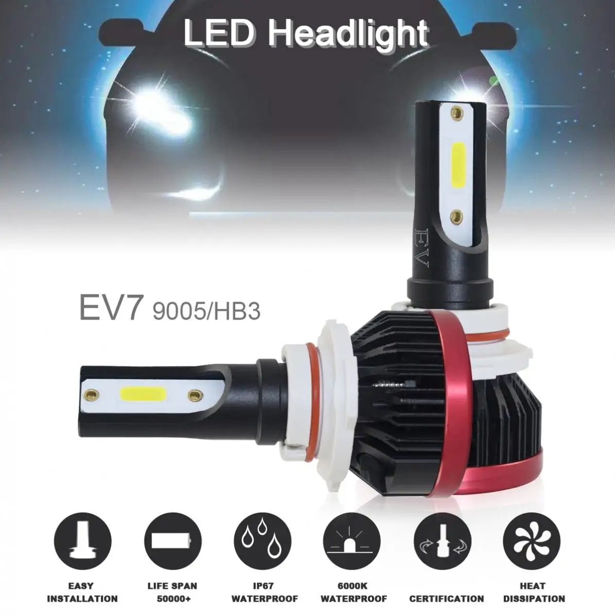 1 пара Автомобильные светодиодные лампы 9005/H10/HB3 120 Вт 6500 лм|Передние LED-фары для