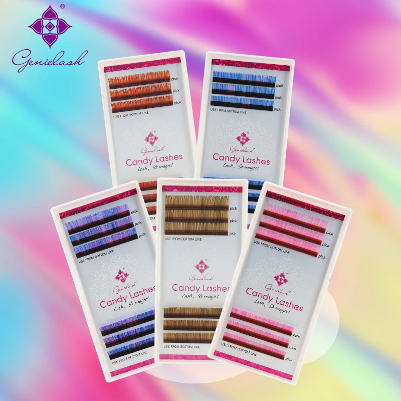 

Genie 0.07 thickness 10mm Candy Color Lashes Eyelash Extensions volume lashes different colors in one row