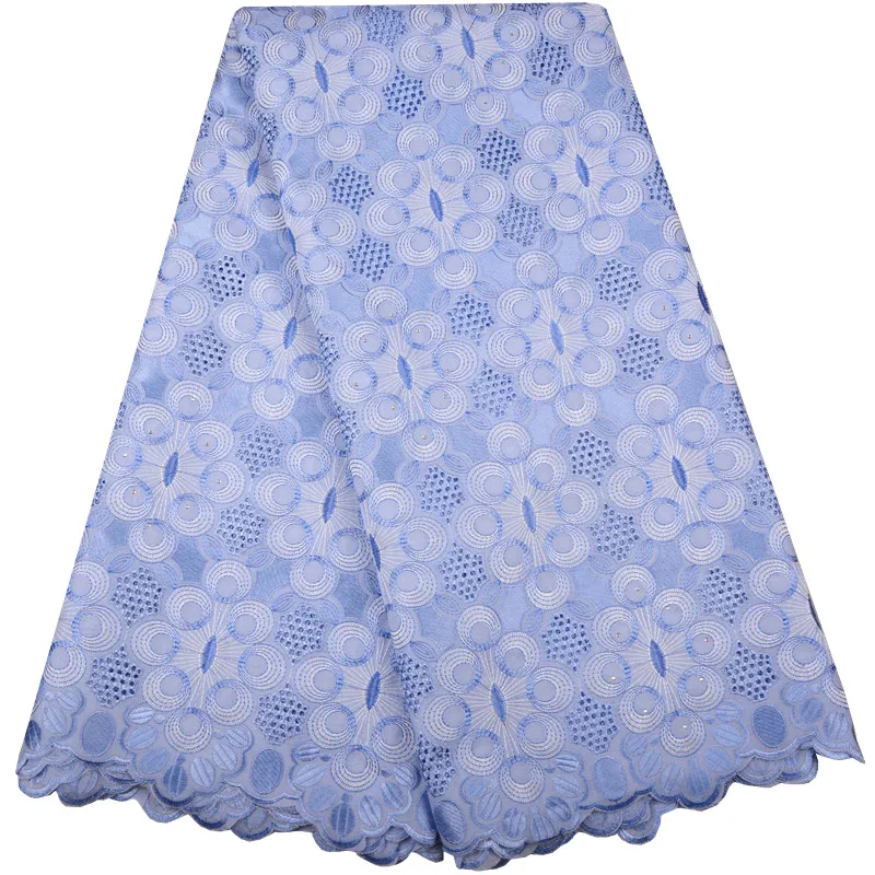 

Sky Blue Swiss Voile Lace In Switzerland With Stones Embroidery Nigerian Lace Fabrics For Wedding African Swiss Voile Lace F983