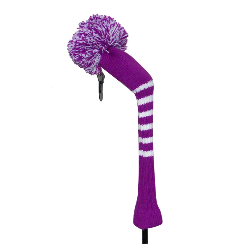 Purple with White Classic Stripes Style Golf Head Cover for Hybrid