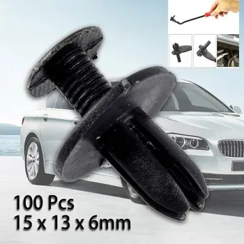 

100 Pcs plastic rivets fastener push in black for car auto fender