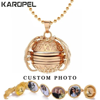 

Custom Made Magic Photo Pendant Memory Floating Locket Necklace Angel Wings Flash Box Fashion Album Box Necklaces for Women