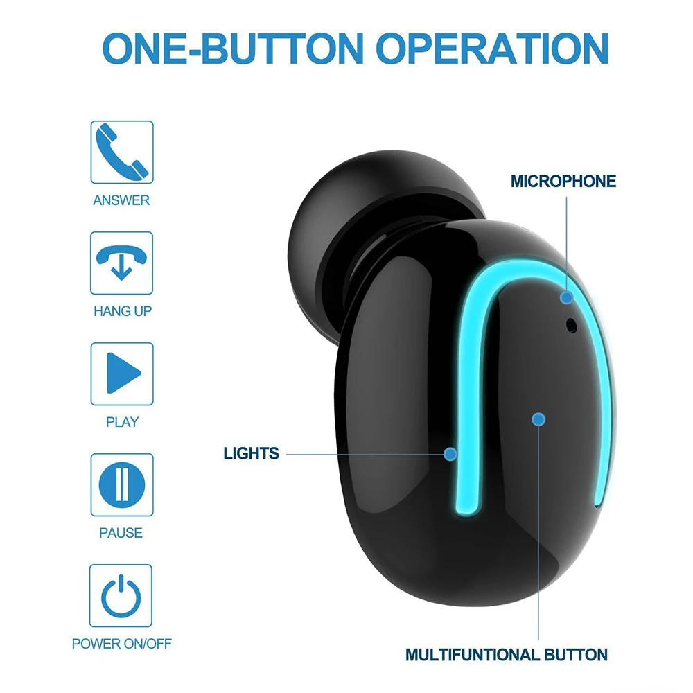 5.0 Bluetooth Earphone Mini Bluetooth Headphone for 6 Hours Continuously Working Wireless Earbuds Easy Automatically Pairing