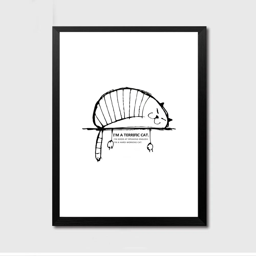 Lucu Kucing Hewan Motivational Seni Minimalis Kanvas Poster Cetak
