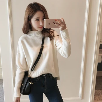 

2020 new winter downneck female Korean students head set loose knit shirt all-match thickened autumn