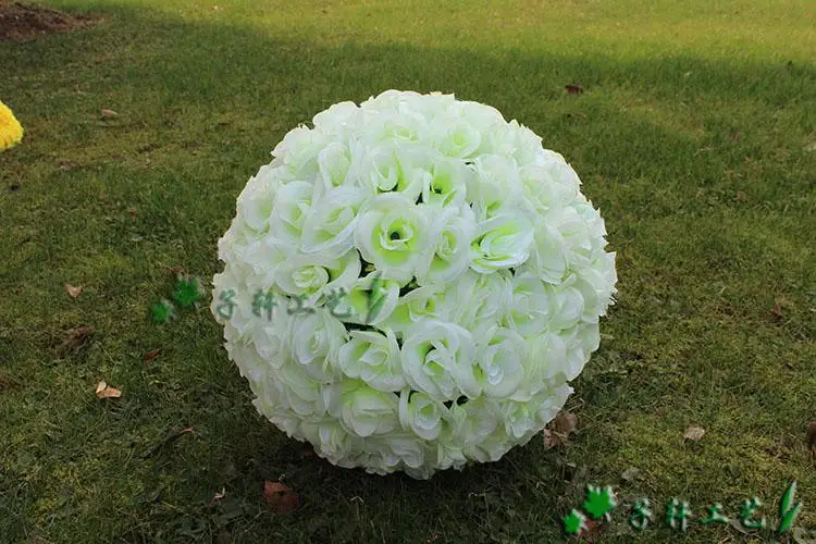 16 дюймов 40 см Свадебный Шелковый помрандер целующийся шар цветок шар украшение искусственный цветок для свадьбы сад рынок украшения - Цвет: milk white