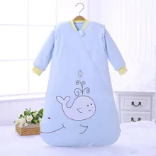 Azul Saco de Dormir de Algodão saco de Dormir Do Bebê Dos Desenhos Animados Manga Comprida Partern Nascido Dorminhoco