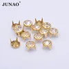JUNAO 10mm Gold Metal Studs Rivet Rhinestones Tacks Rivet Glass Crystal Studs and Spikes Decor Rivets for Leather Clothes Crafts ► Photo 1/5