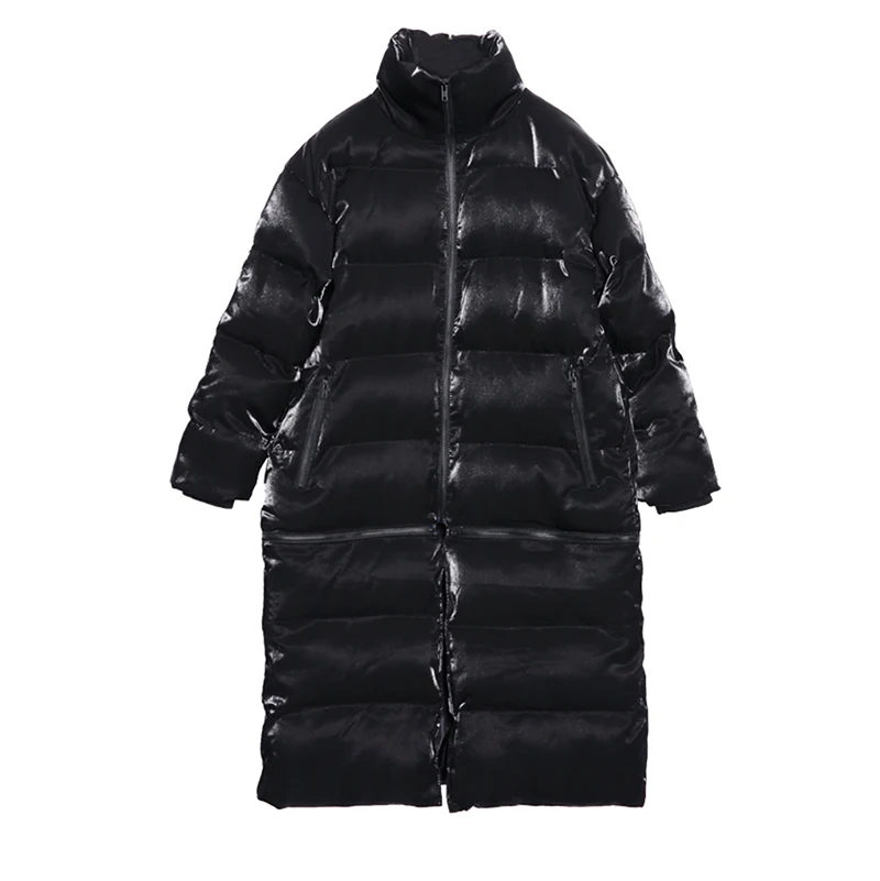 rembourré Longues Commune Automne 2 Coton Manches Femmes Façons De Noir Montant À Nouveau Fendue Hiver Lâche Mode Manteau Porter Col ZdqwnzY