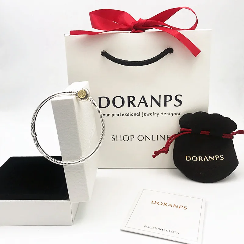 

2019 NEW Charm logo Engraved 925 hand chain doranps bracelet rose bead charms bangle jewelry women gifts,1pz