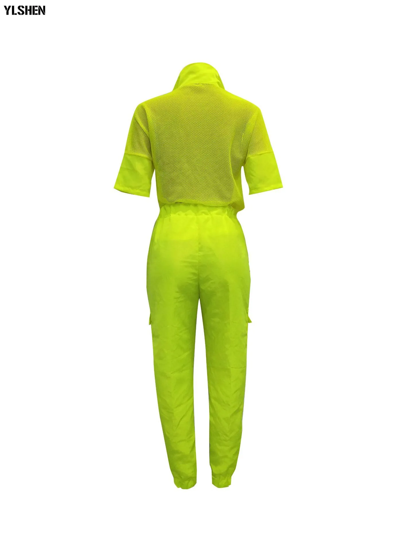 Неоновый зеленый комплект из 2 предметов, женский спортивный костюм, праздничная одежда размера плюс, летняя одежда, Топы+ штаны, спортивный костюм, подходящие комплекты