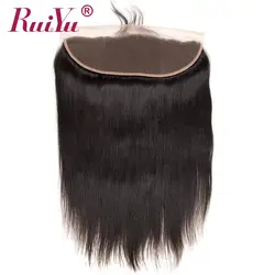 RUIYU перуанские прямые волосы кружева лобное закрытие уха до уха швейцарское кружево человеческие волосы закрытие с ребенком волосы не Реми