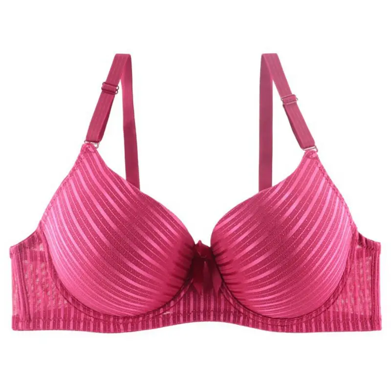 2019 Plus Size 42 46 D Cup Bras Women\'s Striped Bra for Big Breast Sexy Push Up Soutien