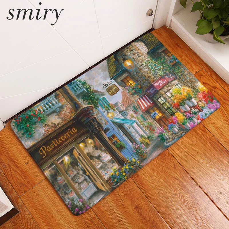 

Smiry Anti-Slip Entrance Floor Mats Beautiful Cartoon House Fairy Tale Carpets Durable Living Room Water Absorption Home Decor